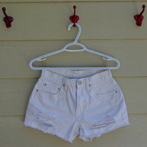 White High Rise Jean Shorts - Size 25